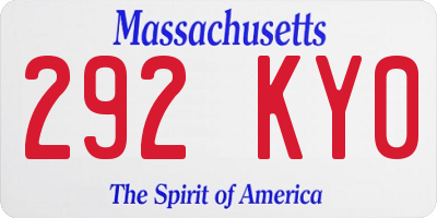 MA license plate 292KY0