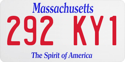 MA license plate 292KY1