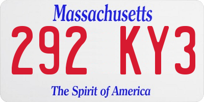 MA license plate 292KY3