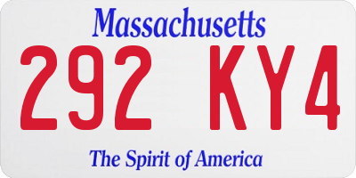 MA license plate 292KY4