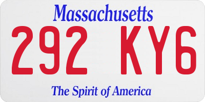 MA license plate 292KY6