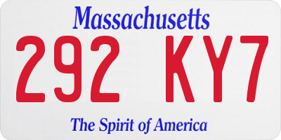 MA license plate 292KY7