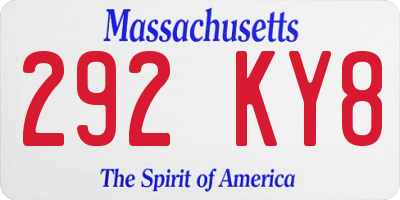 MA license plate 292KY8