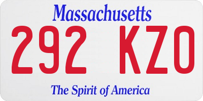 MA license plate 292KZ0