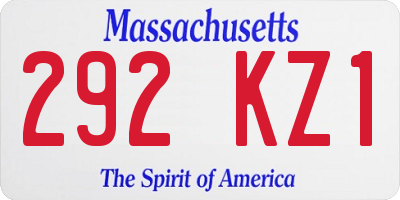 MA license plate 292KZ1