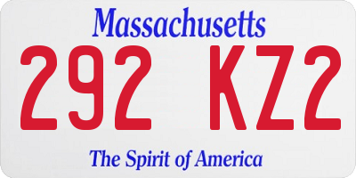 MA license plate 292KZ2