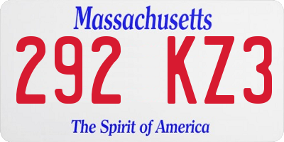 MA license plate 292KZ3