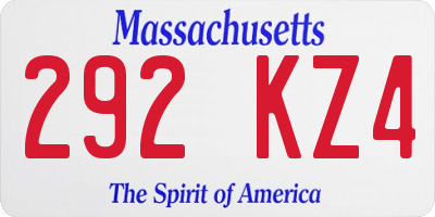 MA license plate 292KZ4