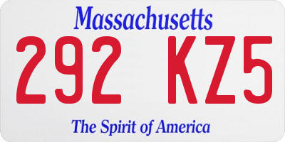 MA license plate 292KZ5