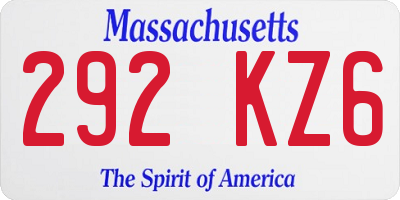 MA license plate 292KZ6