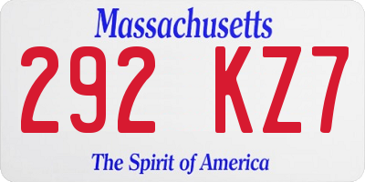 MA license plate 292KZ7