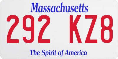 MA license plate 292KZ8