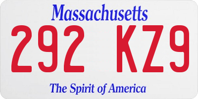 MA license plate 292KZ9