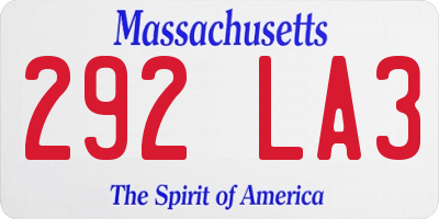 MA license plate 292LA3