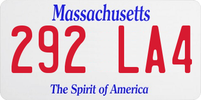 MA license plate 292LA4