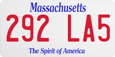 MA license plate 292LA5