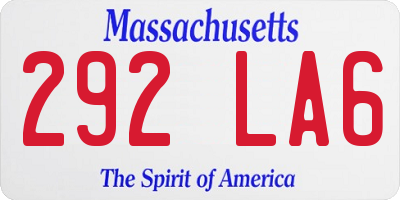 MA license plate 292LA6