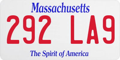 MA license plate 292LA9