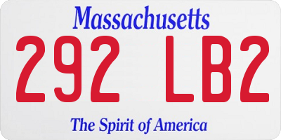 MA license plate 292LB2