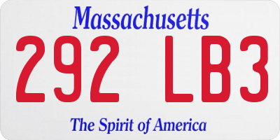 MA license plate 292LB3
