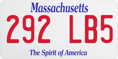 MA license plate 292LB5