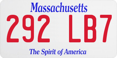 MA license plate 292LB7