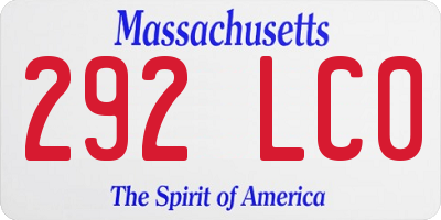 MA license plate 292LC0