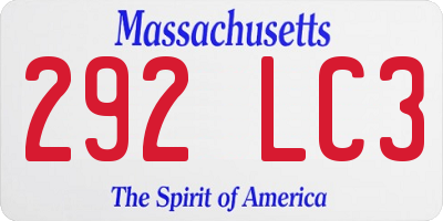 MA license plate 292LC3