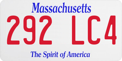 MA license plate 292LC4