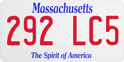 MA license plate 292LC5