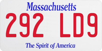 MA license plate 292LD9