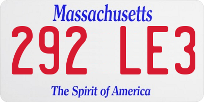 MA license plate 292LE3