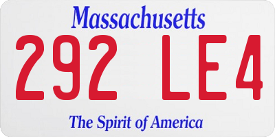 MA license plate 292LE4