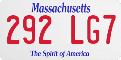 MA license plate 292LG7