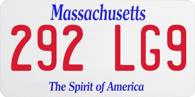 MA license plate 292LG9