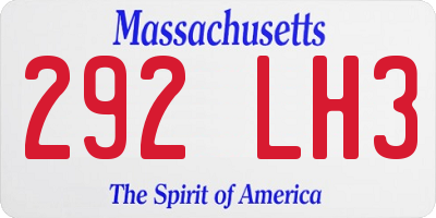 MA license plate 292LH3