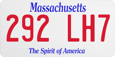 MA license plate 292LH7