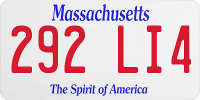 MA license plate 292LI4