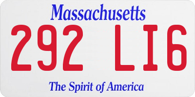 MA license plate 292LI6