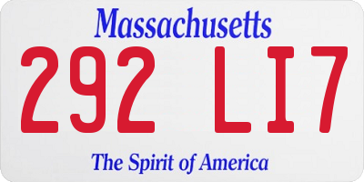 MA license plate 292LI7
