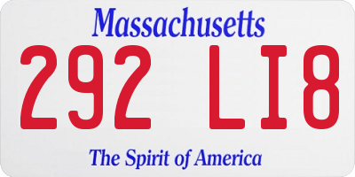 MA license plate 292LI8