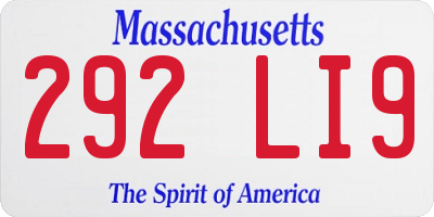 MA license plate 292LI9