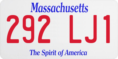MA license plate 292LJ1