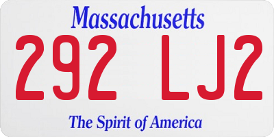 MA license plate 292LJ2