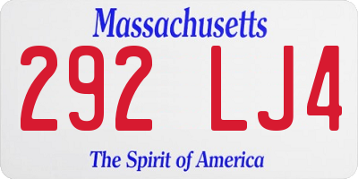 MA license plate 292LJ4