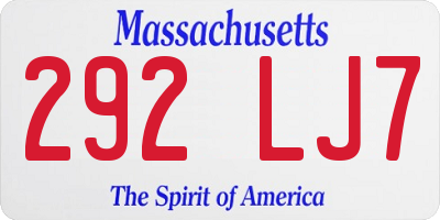 MA license plate 292LJ7