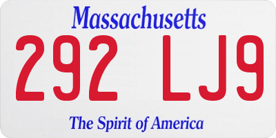 MA license plate 292LJ9
