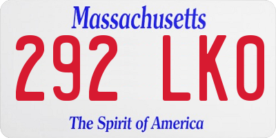 MA license plate 292LK0