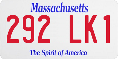 MA license plate 292LK1