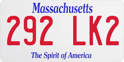 MA license plate 292LK2